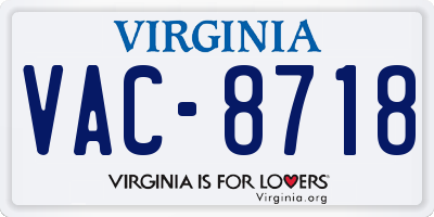 VA license plate VAC8718