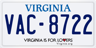 VA license plate VAC8722