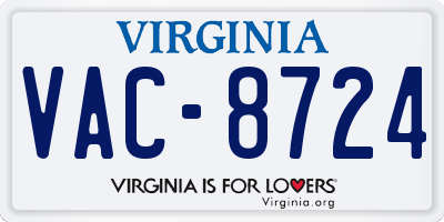 VA license plate VAC8724