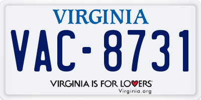 VA license plate VAC8731