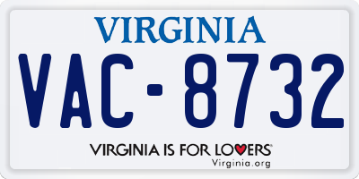 VA license plate VAC8732