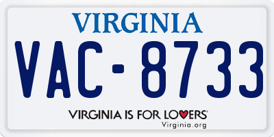 VA license plate VAC8733