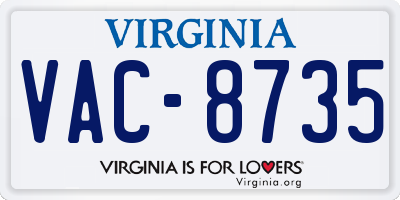 VA license plate VAC8735