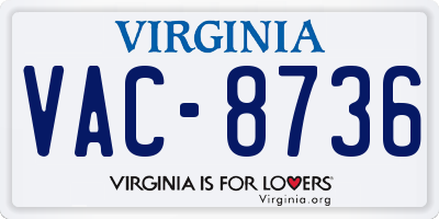 VA license plate VAC8736