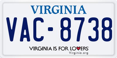 VA license plate VAC8738