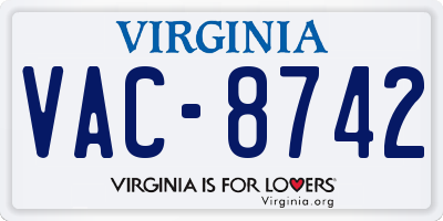 VA license plate VAC8742