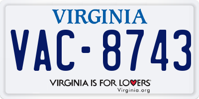 VA license plate VAC8743