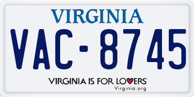 VA license plate VAC8745