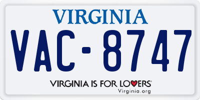 VA license plate VAC8747