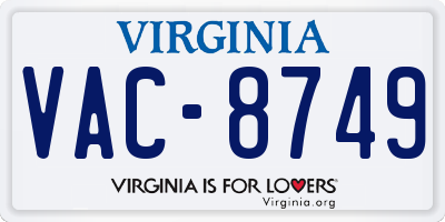 VA license plate VAC8749