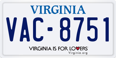 VA license plate VAC8751