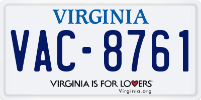 VA license plate VAC8761