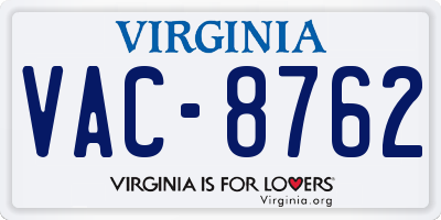 VA license plate VAC8762