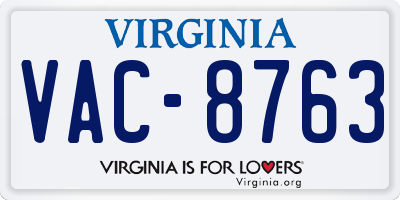 VA license plate VAC8763