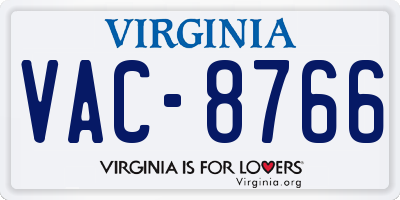 VA license plate VAC8766
