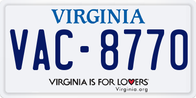 VA license plate VAC8770
