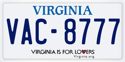 VA license plate VAC8777