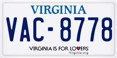 VA license plate VAC8778