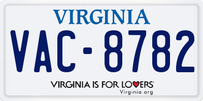 VA license plate VAC8782