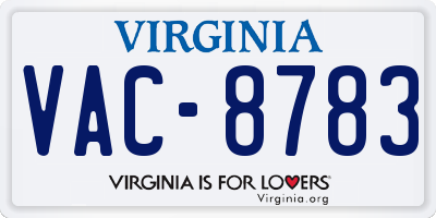 VA license plate VAC8783