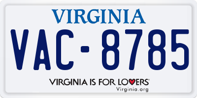VA license plate VAC8785