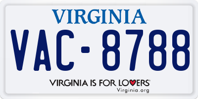 VA license plate VAC8788