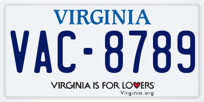 VA license plate VAC8789