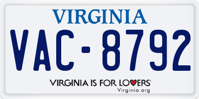 VA license plate VAC8792
