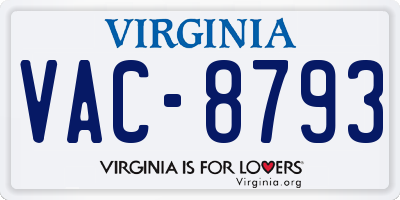 VA license plate VAC8793