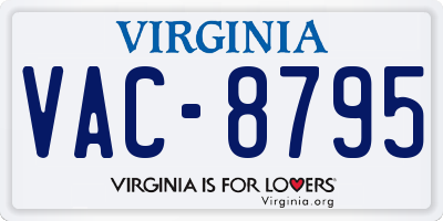 VA license plate VAC8795