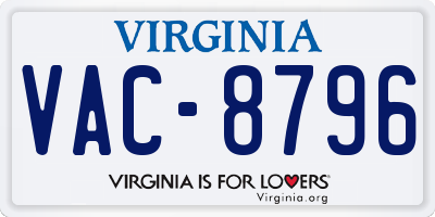 VA license plate VAC8796