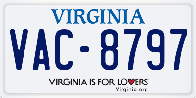 VA license plate VAC8797