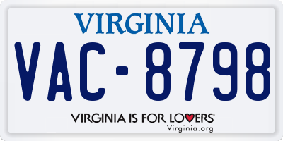VA license plate VAC8798