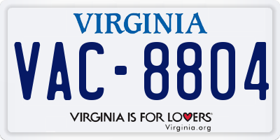 VA license plate VAC8804