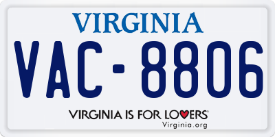VA license plate VAC8806