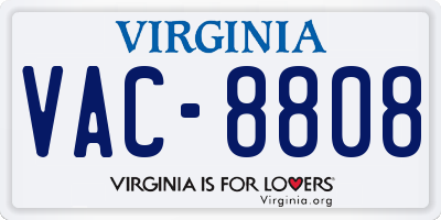 VA license plate VAC8808