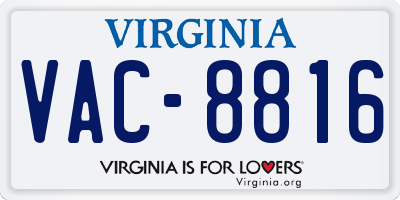 VA license plate VAC8816