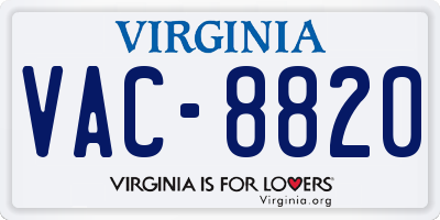 VA license plate VAC8820