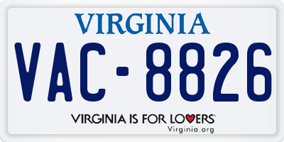 VA license plate VAC8826