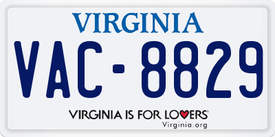 VA license plate VAC8829