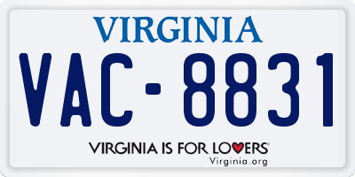 VA license plate VAC8831
