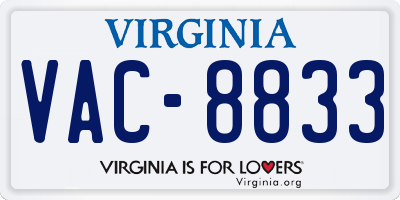 VA license plate VAC8833