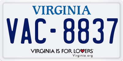 VA license plate VAC8837