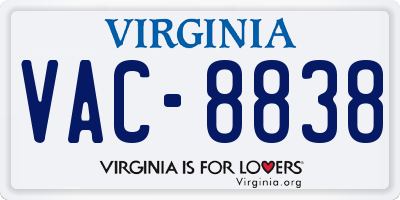 VA license plate VAC8838