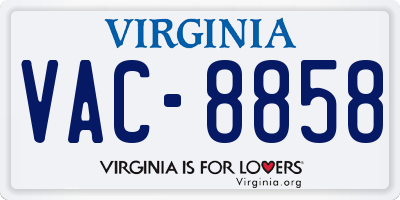 VA license plate VAC8858