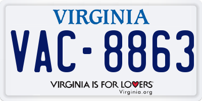 VA license plate VAC8863