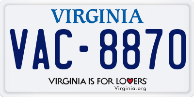 VA license plate VAC8870