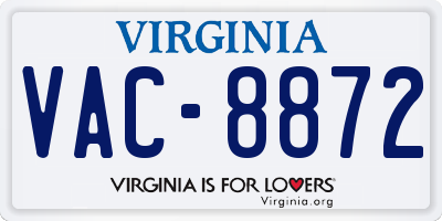 VA license plate VAC8872