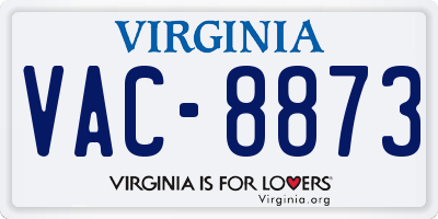 VA license plate VAC8873