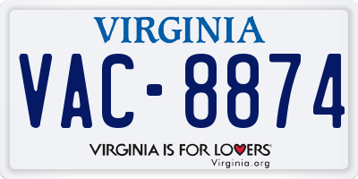 VA license plate VAC8874